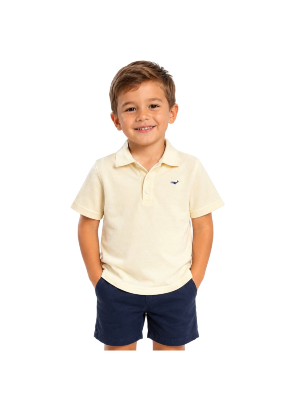 Janie and Jack Boys Polo Shirt Size 4 Yellow Embroidered Whale Short Sleeve Clas
